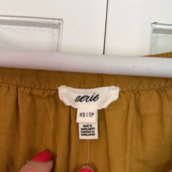 Aerie NWT mustard yellow cropped puff sleeve blouse XS - Picture 3 of 8